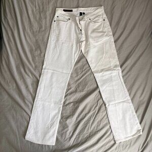 Club Monaco White Corduroy Pants Slim Straight Vintage Minimal Designer Jeans